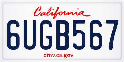 CA license plate 6UGB567