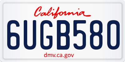 CA license plate 6UGB580