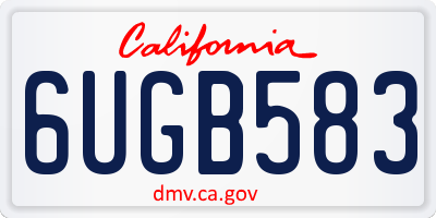 CA license plate 6UGB583