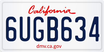 CA license plate 6UGB634