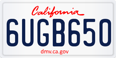 CA license plate 6UGB650