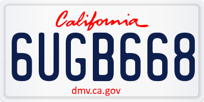 CA license plate 6UGB668