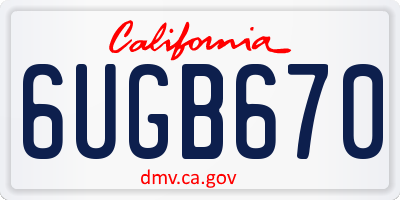 CA license plate 6UGB670