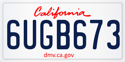 CA license plate 6UGB673
