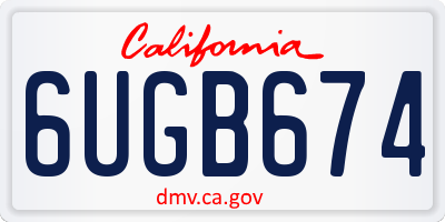 CA license plate 6UGB674