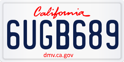 CA license plate 6UGB689