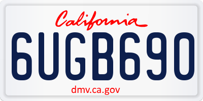 CA license plate 6UGB690