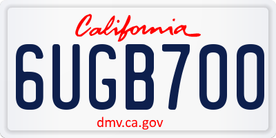 CA license plate 6UGB700