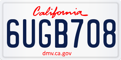 CA license plate 6UGB708