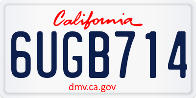 CA license plate 6UGB714