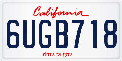 CA license plate 6UGB718