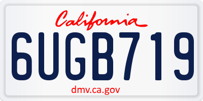 CA license plate 6UGB719