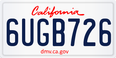 CA license plate 6UGB726
