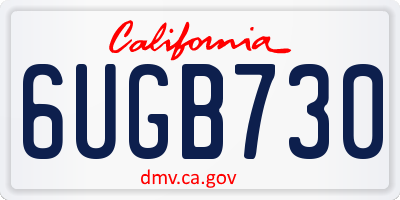 CA license plate 6UGB730