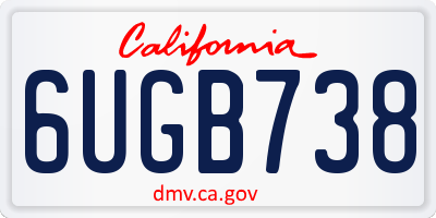CA license plate 6UGB738
