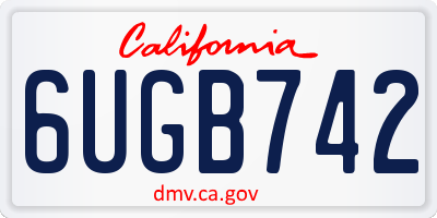CA license plate 6UGB742