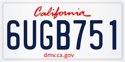 CA license plate 6UGB751
