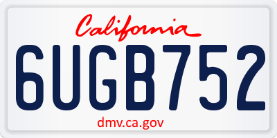 CA license plate 6UGB752