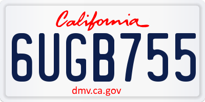 CA license plate 6UGB755