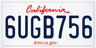CA license plate 6UGB756