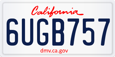 CA license plate 6UGB757