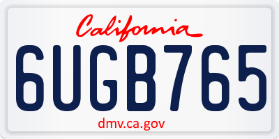 CA license plate 6UGB765