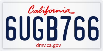CA license plate 6UGB766