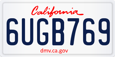 CA license plate 6UGB769