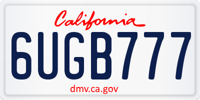 CA license plate 6UGB777