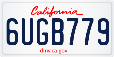 CA license plate 6UGB779
