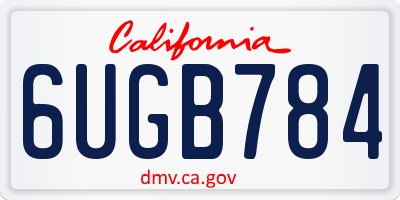 CA license plate 6UGB784