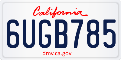 CA license plate 6UGB785
