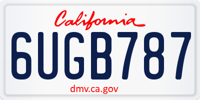 CA license plate 6UGB787