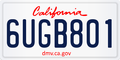 CA license plate 6UGB801