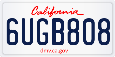 CA license plate 6UGB808