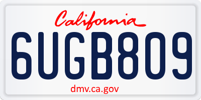 CA license plate 6UGB809