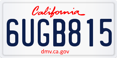 CA license plate 6UGB815