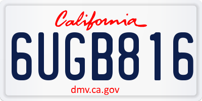 CA license plate 6UGB816