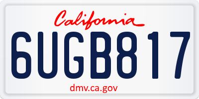 CA license plate 6UGB817