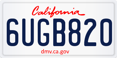 CA license plate 6UGB820