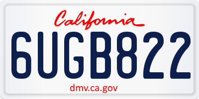 CA license plate 6UGB822