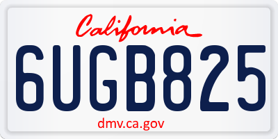 CA license plate 6UGB825