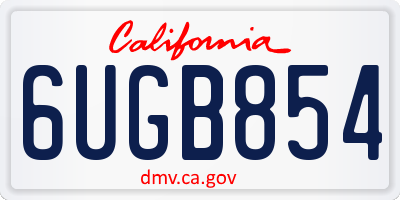 CA license plate 6UGB854