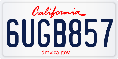 CA license plate 6UGB857