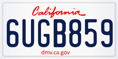CA license plate 6UGB859
