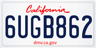 CA license plate 6UGB862