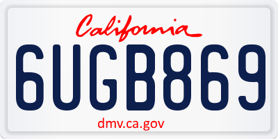 CA license plate 6UGB869