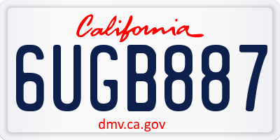 CA license plate 6UGB887