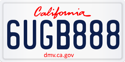 CA license plate 6UGB888