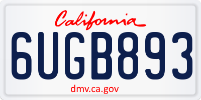 CA license plate 6UGB893